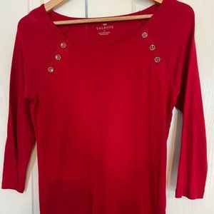 Talbots Women's 3/4 Sleeve Red Top - Size Small